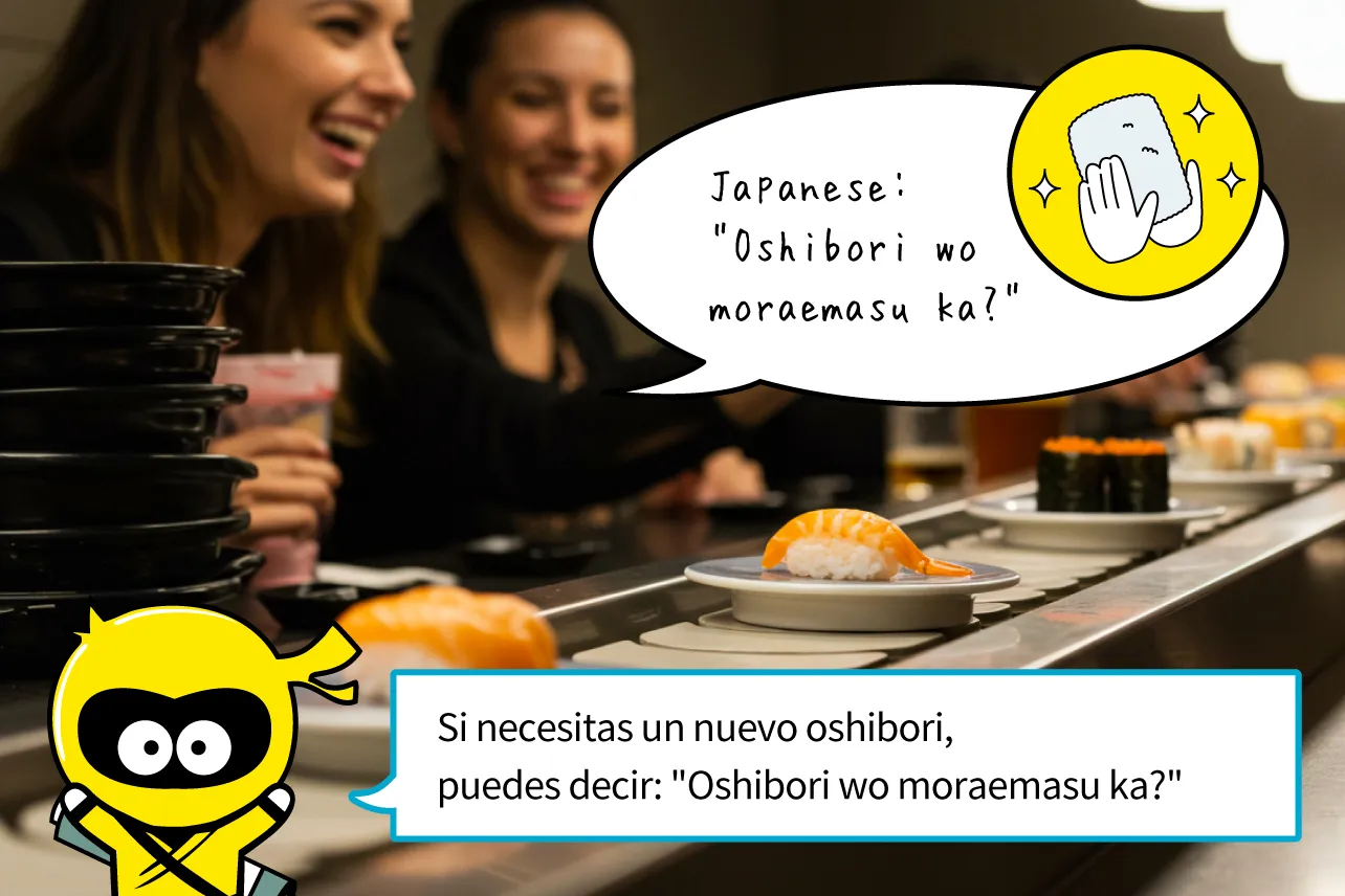 Si necesitas un nuevo oshibori, puedes decir: ”Oshibori wo moraemasu ka?”