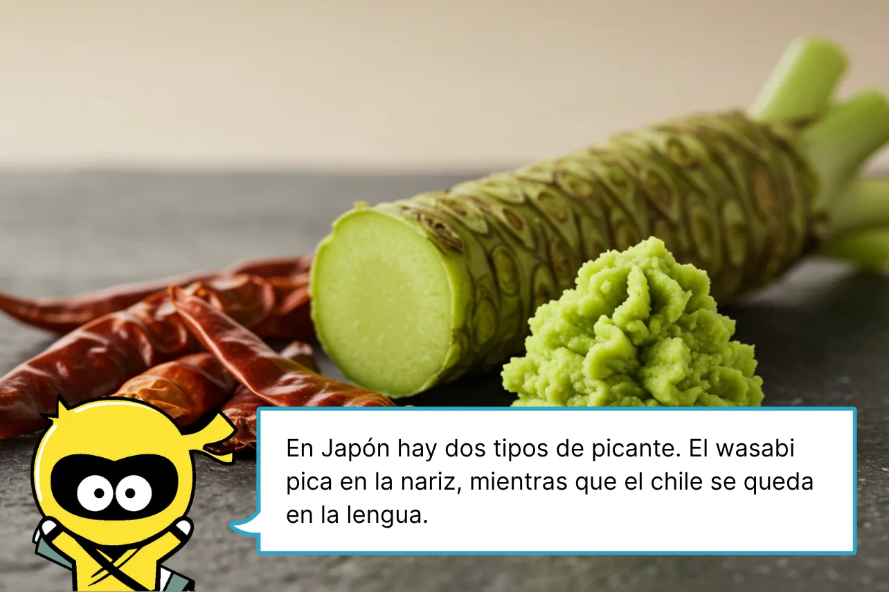 En Japón hay dos tipos de picante. El wasabi pica en la nariz, mientras que el chile se queda en la lengua.